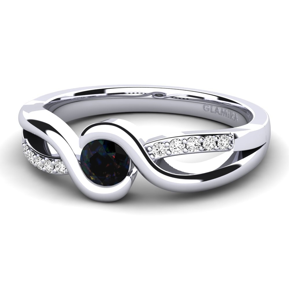 Opalo Negro Anillo de compromiso Dahlia 0.25crt