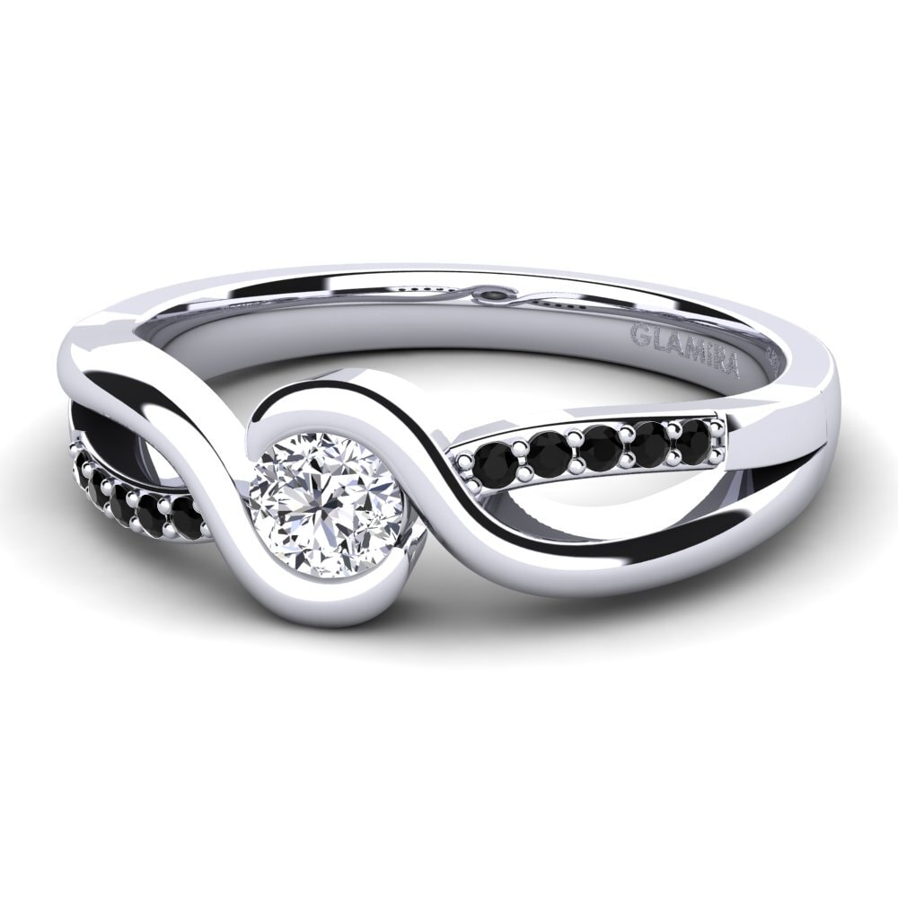 18k Oro Blanco Diamante Anillo de compromiso Dahlia 0.25crt
