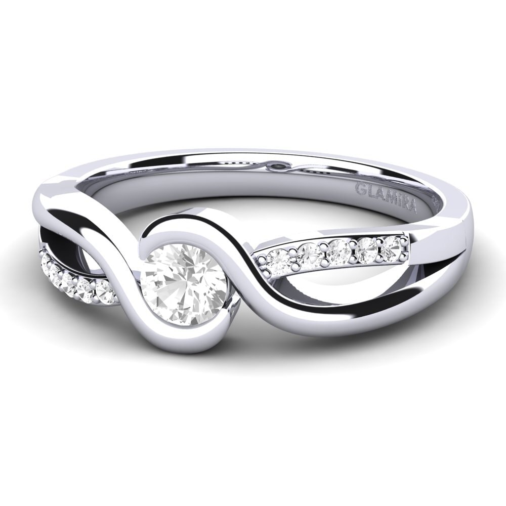 Zafiro blanco Anillo de compromiso Dahlia 0.25crt