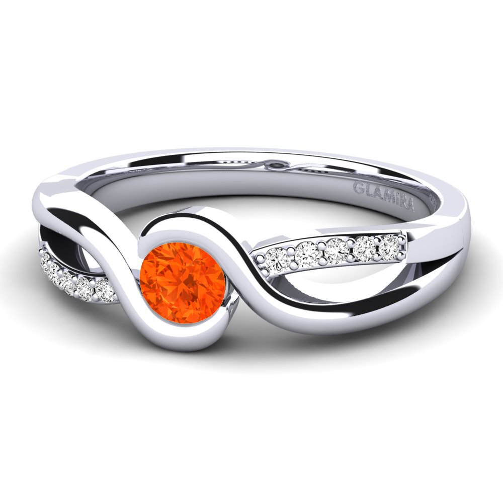 Ópalo Fuego Anillo de compromiso Dahlia 0.25crt