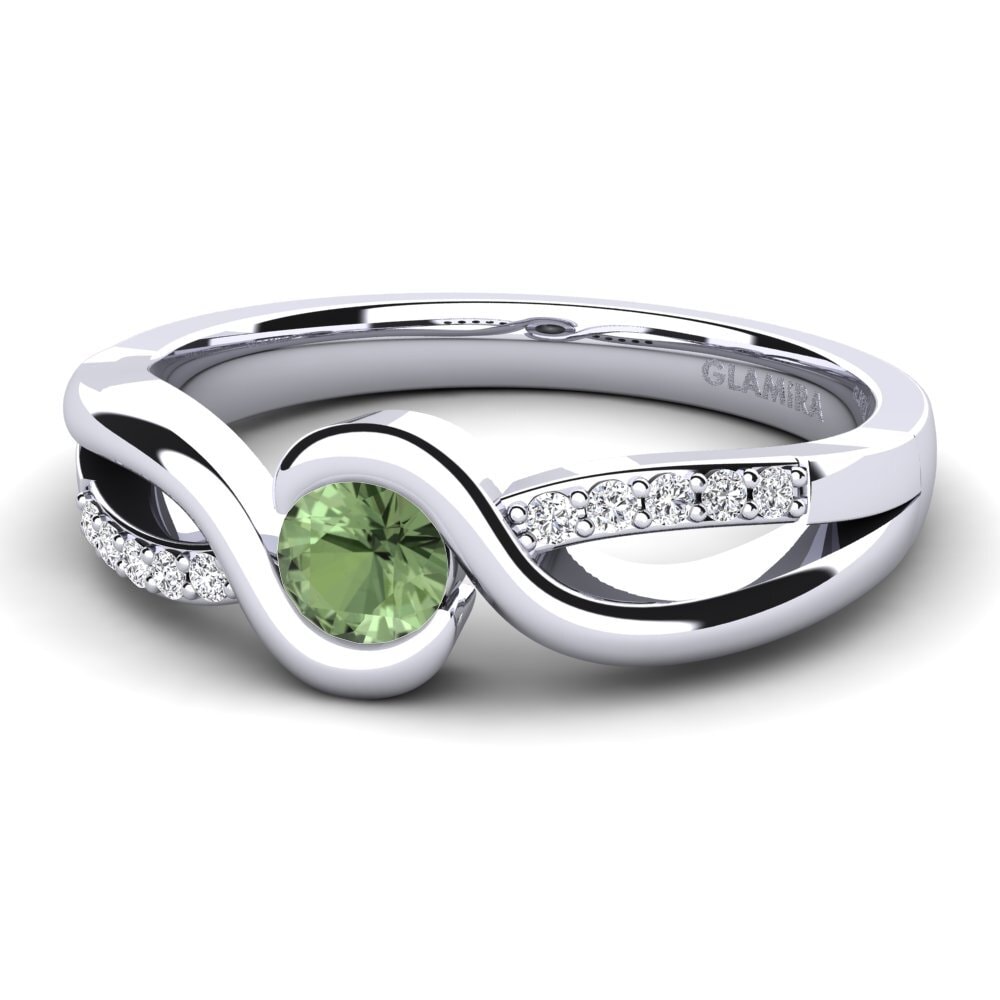 Zafiro Verde Anillo de compromiso Dahlia 0.25crt