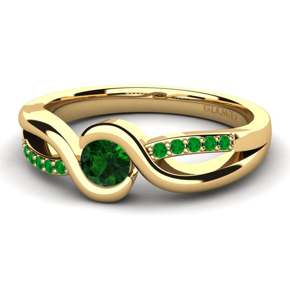 14ct Yellow Gold Green Tourmaline Engagement Ring Dahlia 0.25crt