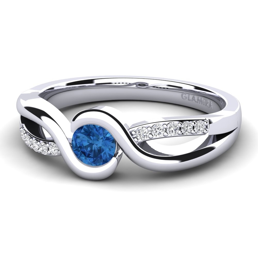 Circonita Azul Oscuro Anillo de compromiso Dahlia 0.25crt