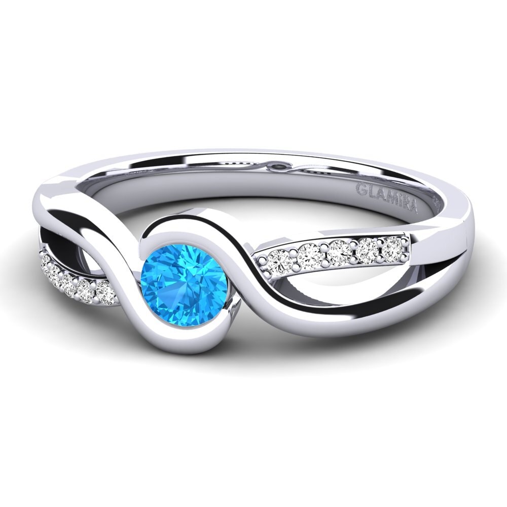 Blå Topas Forlovelsesring Dahlia 0.25crt