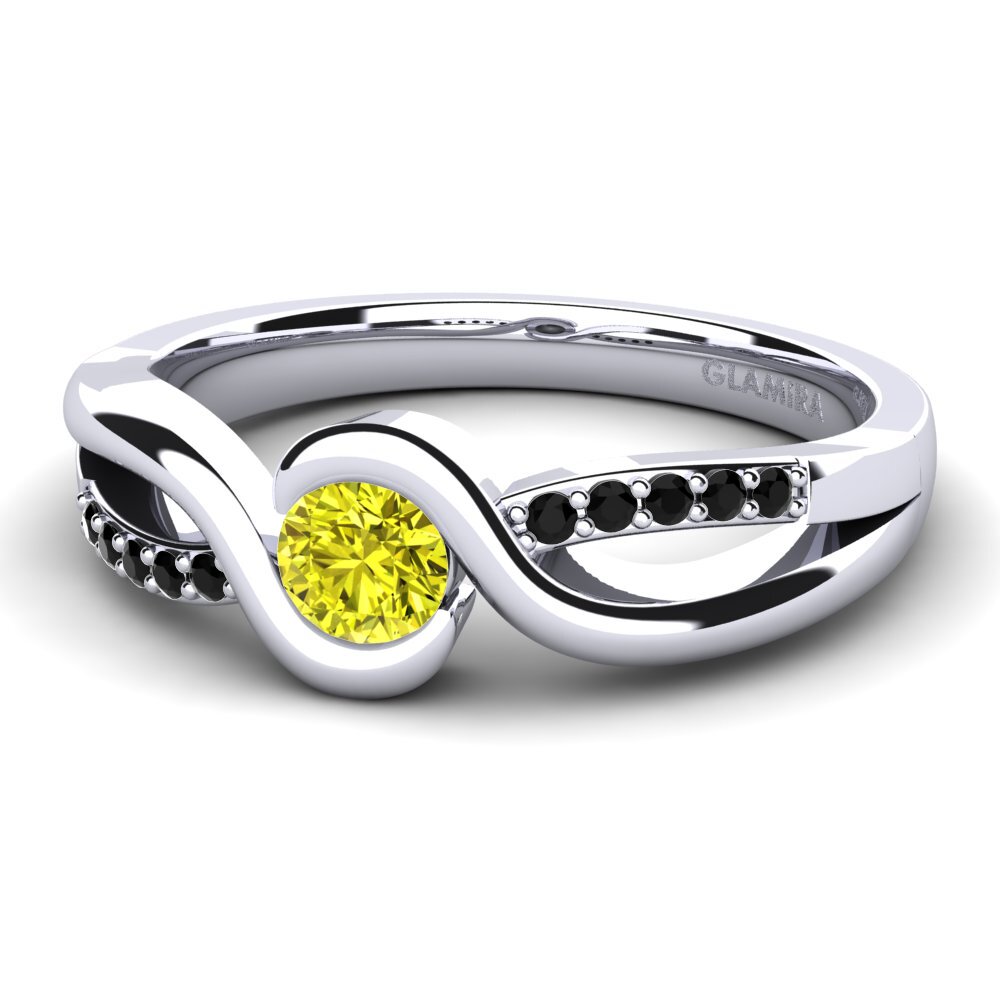 18k Oro Blanco Anillo de compromiso Dahlia 0.25crt