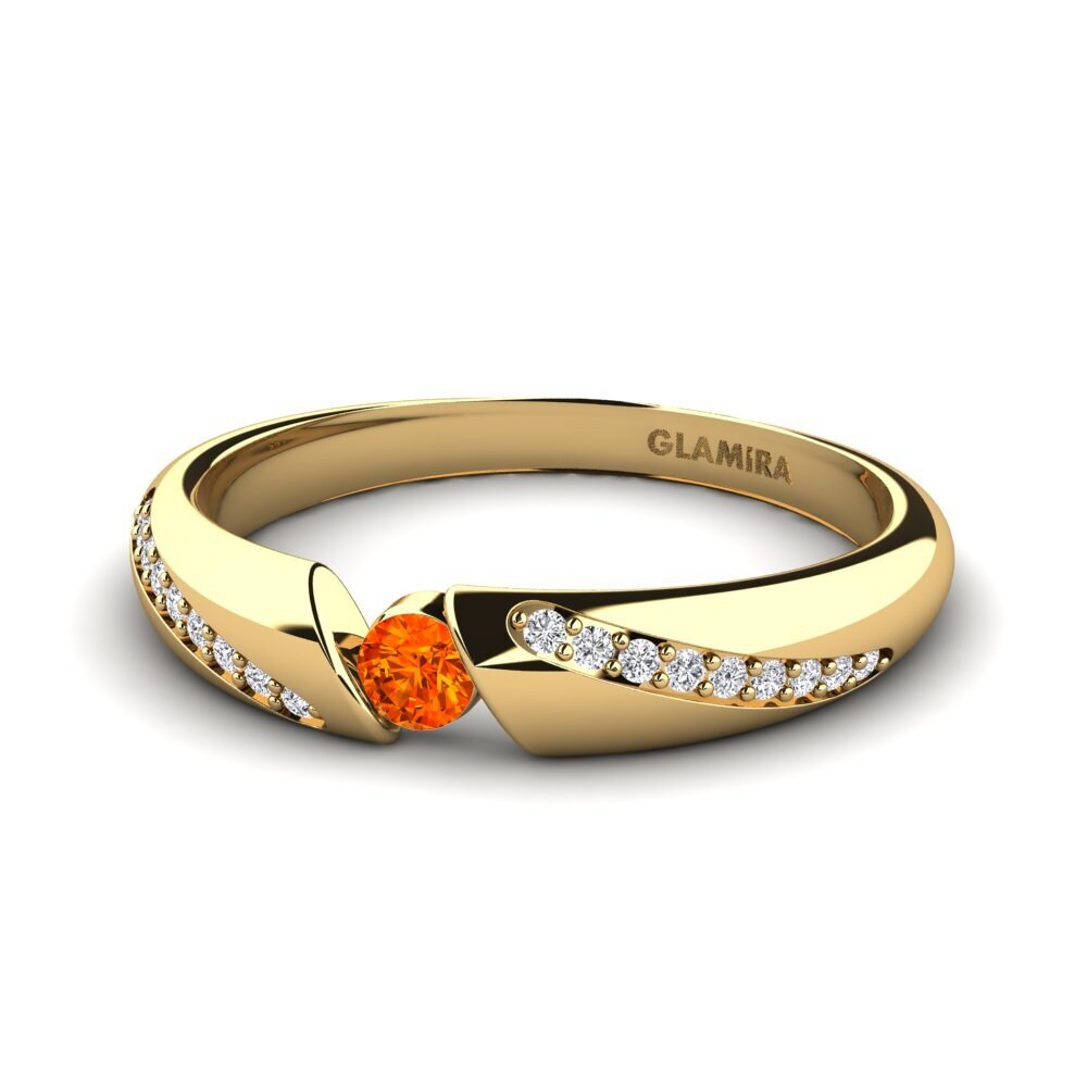 18k Oro Amarillo Zafiro Naranja Anillo de compromiso Daniele