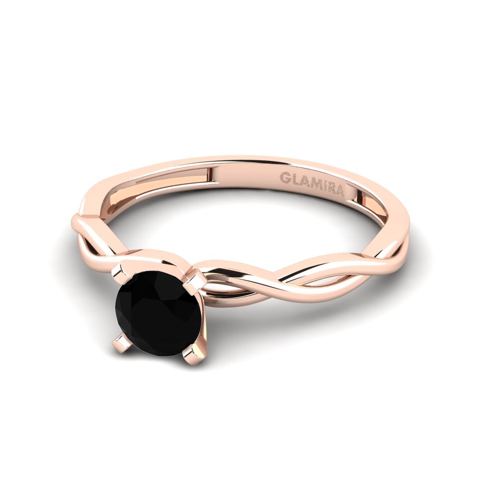 14ct Rose Gold Black Onyx Engagement Ring Despiteously