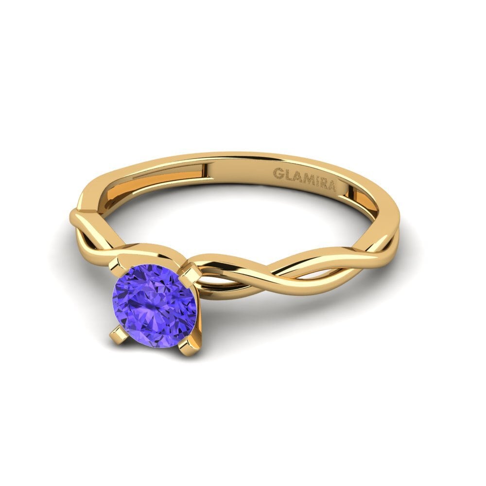 18k Oro Amarillo Tanzanita Anillo de compromiso Despiteously