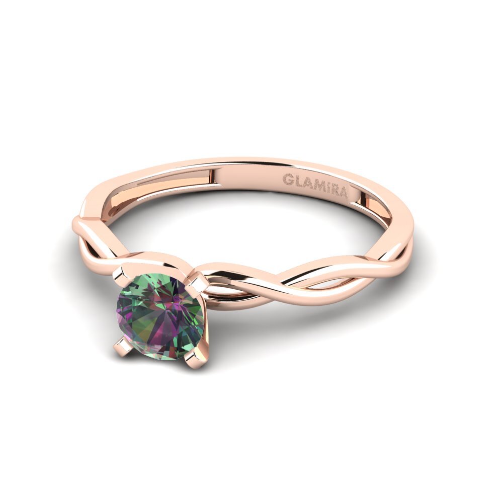 14k Oro Rosa Topacio Místico Anillo de compromiso Despiteously