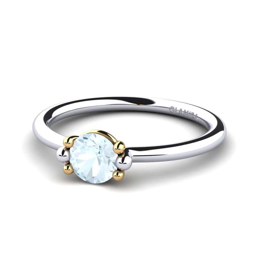 14ct White & Yellow Gold Aquamarine Women's Ring Dorotea