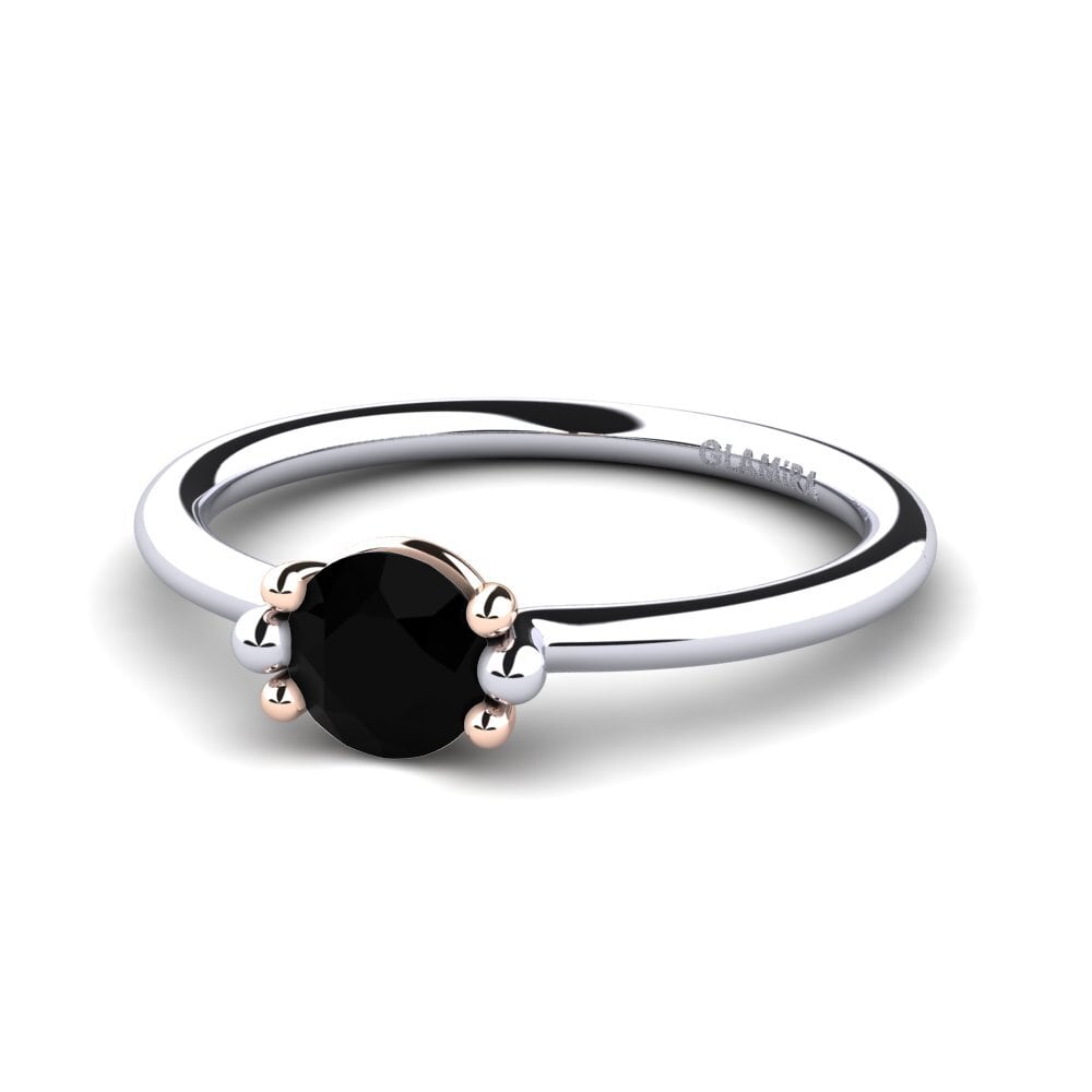 14ct White & Rose Gold Black Sapphire Women's Ring Dorotea