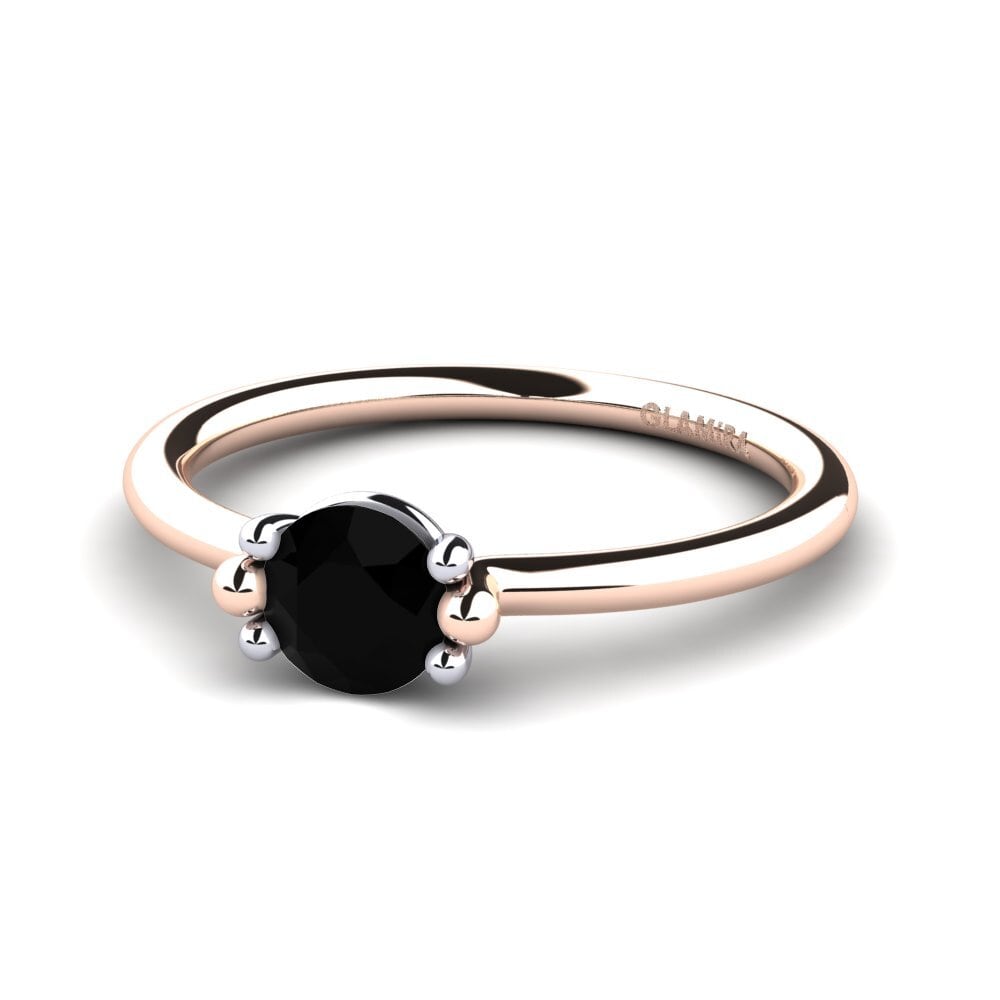 9ct Rose & White Gold Black Diamond Women's Ring Dorotea