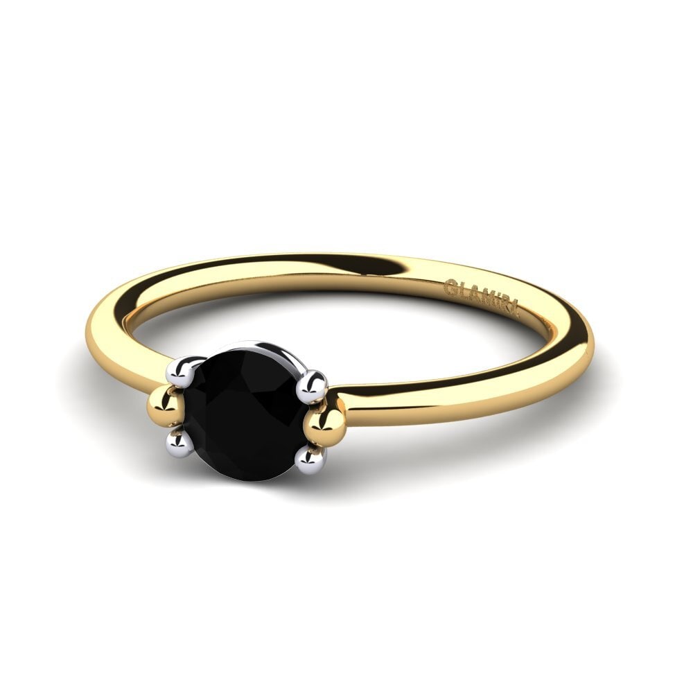18ct Yellow & White Gold Black Diamond Women's Ring Dorotea