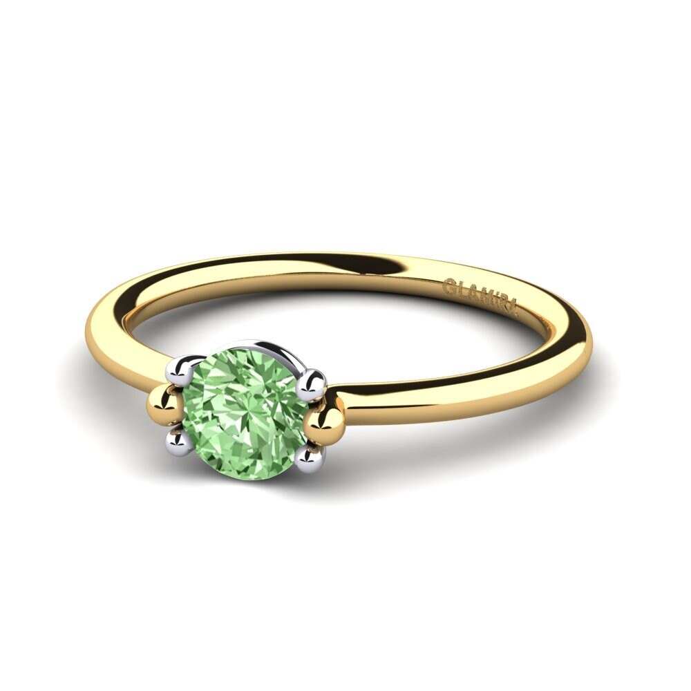 18ct Yellow & White Gold Green Diamond Women's Ring Dorotea