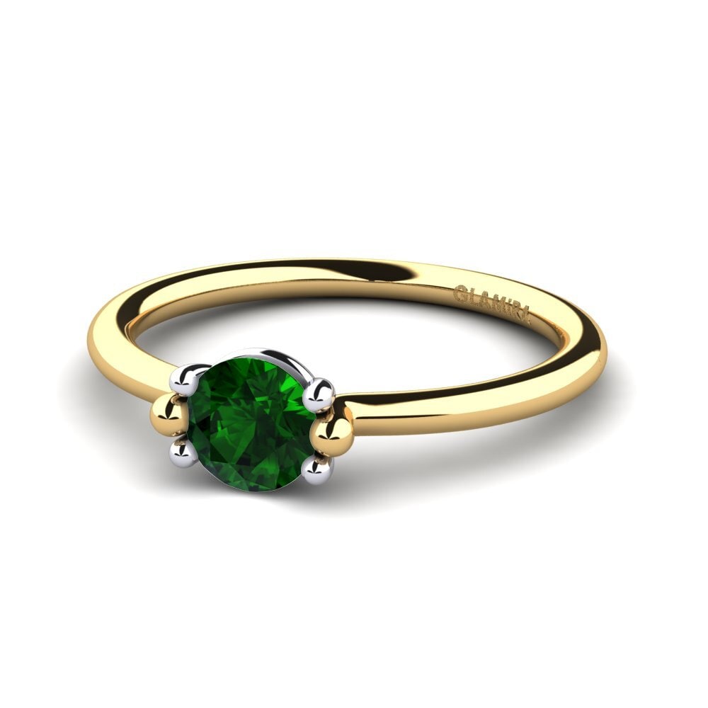14ct Yellow & White Gold Green Tourmaline Women's Ring Dorotea