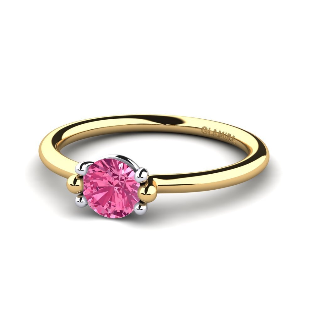 14ct Yellow & White Gold Pink Tourmaline Women's Ring Dorotea