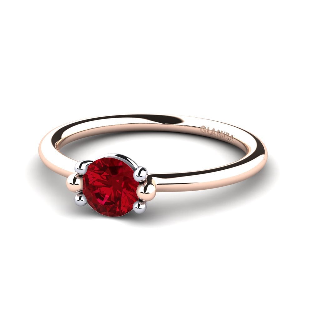 9ct Rose & White Gold Red Zirconia Women's Ring Dorotea