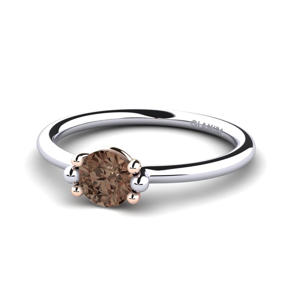9ct White & Rose Gold Smoky Quartz Women's Ring Dorotea