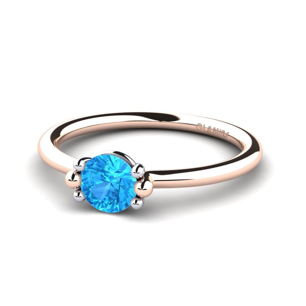 18ct Rose & White Gold Blue Topaz Women's Ring Dorotea