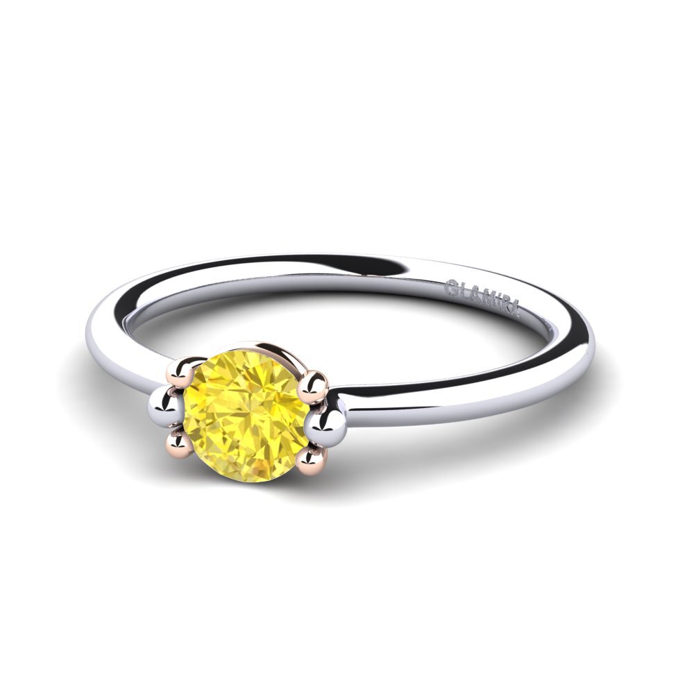 14ct White & Rose Gold Yellow Sapphire Women's Ring Dorotea