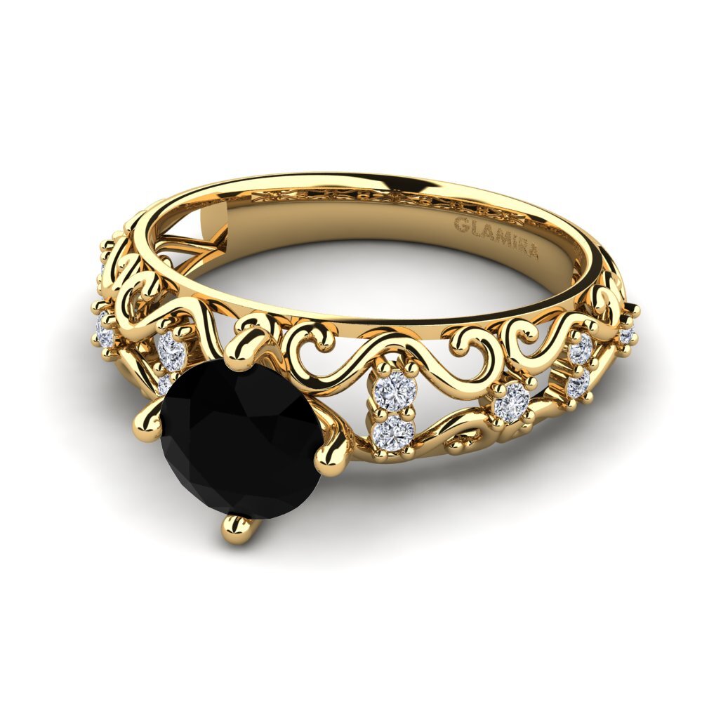 Black Onyx Engagement Ring Ebba