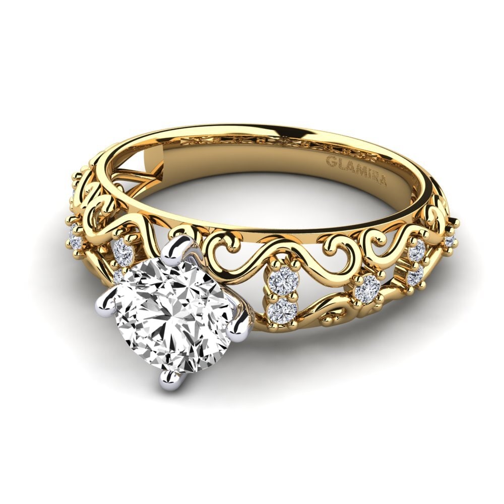 Vàng-Trắng 14K Đá Moissanite Nhẫn đính hôn Ebba