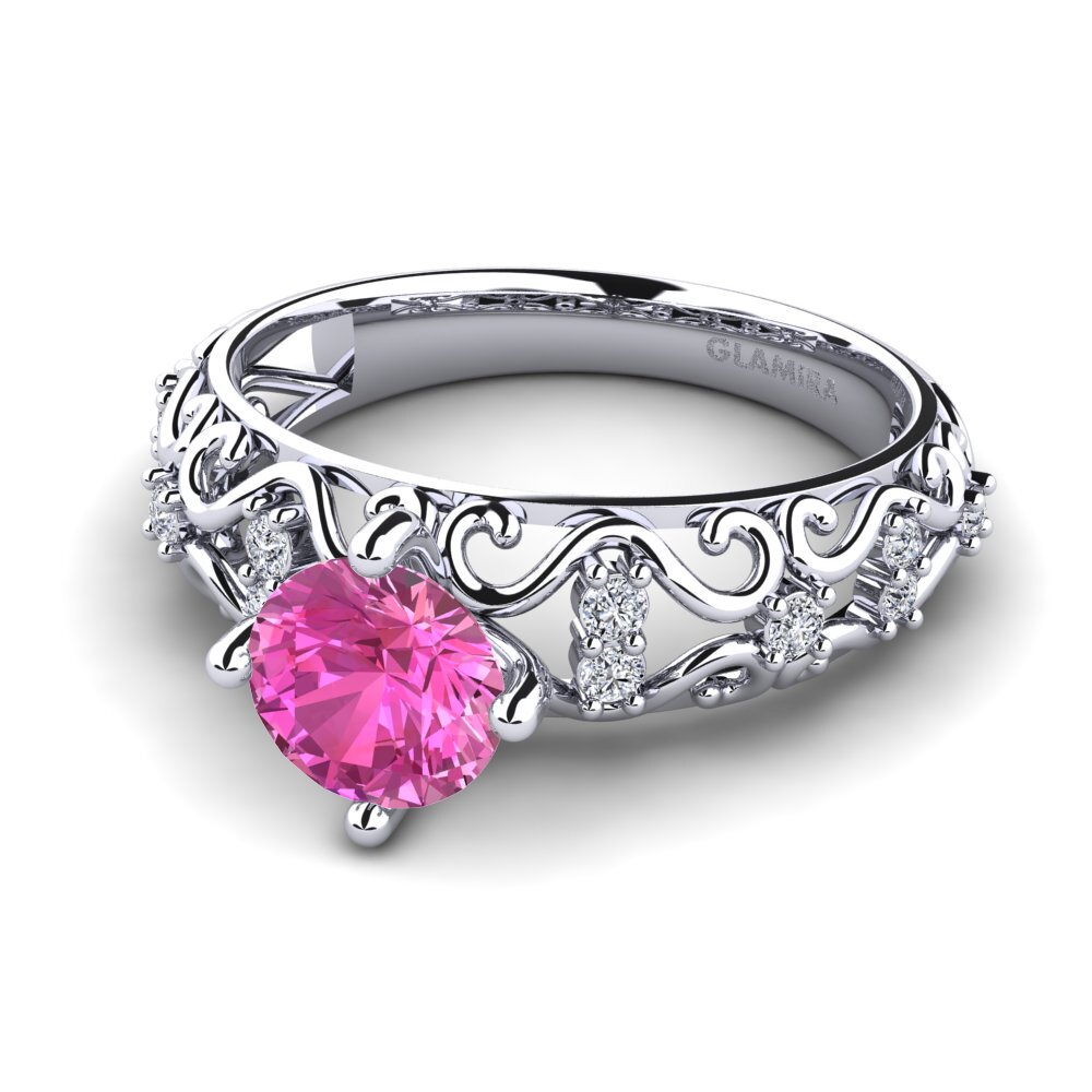 9ct White Gold Pink Topaz Engagement Ring Ebba