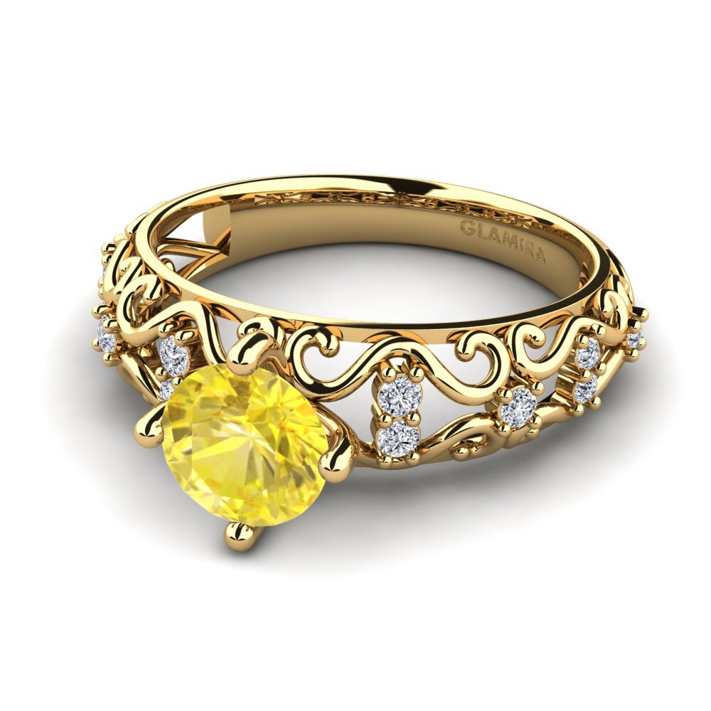 Gul safir Forlovelsesring Ebba