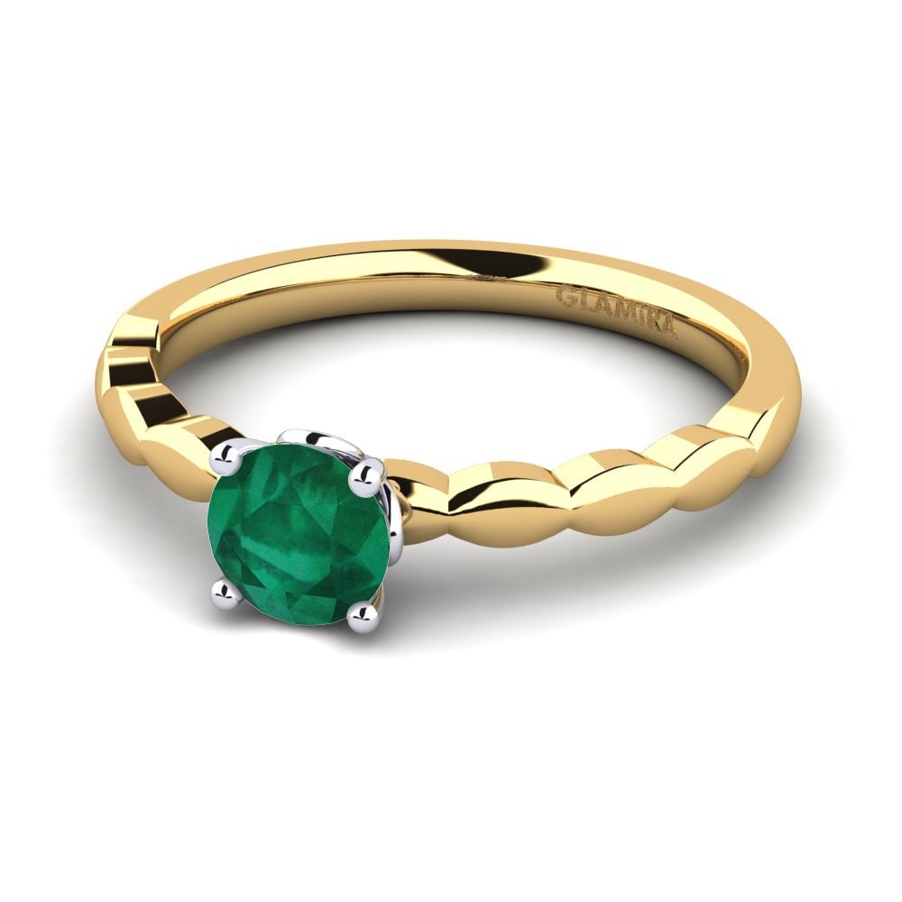 Vàng-Trắng 14K Đá Emerald / Ngọc lục Bảo Nhẫn đính hôn Effie 0.5 crt