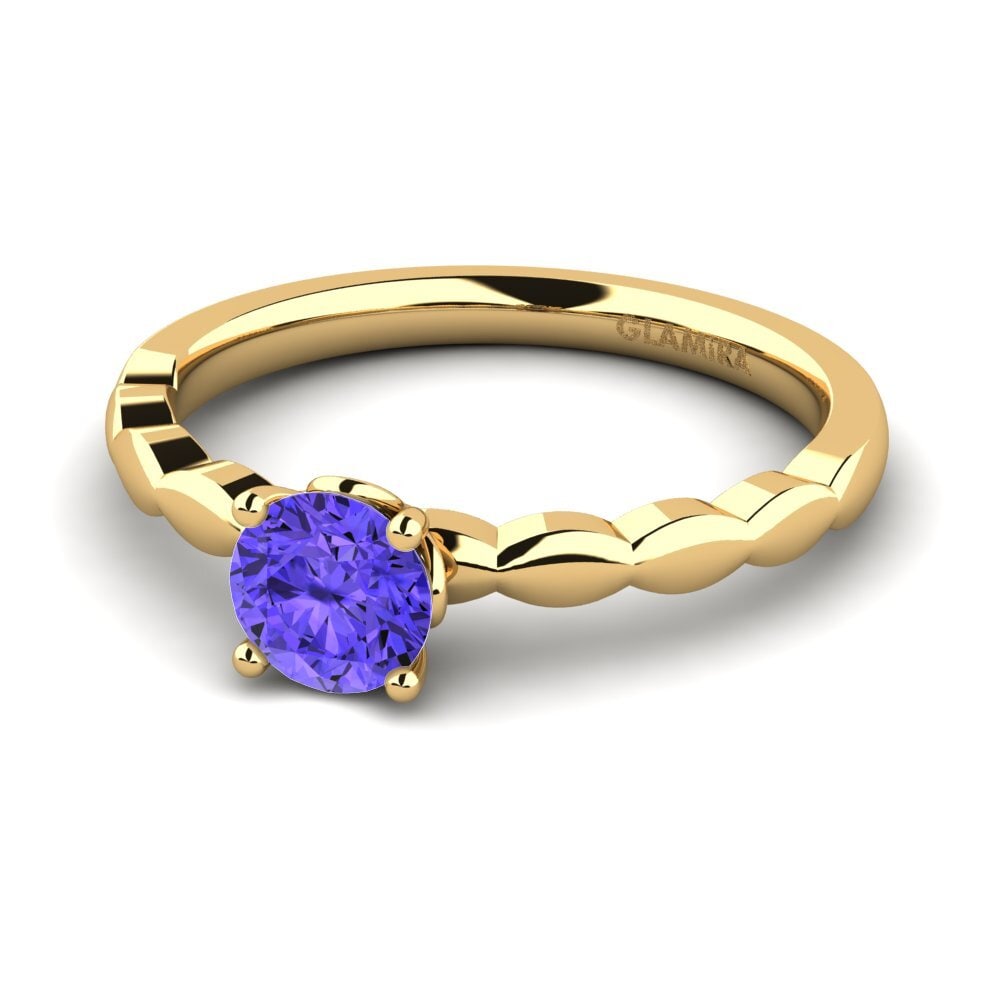 18k Oro Amarillo Tanzanita Anillo de compromiso Effie 0.5 crt