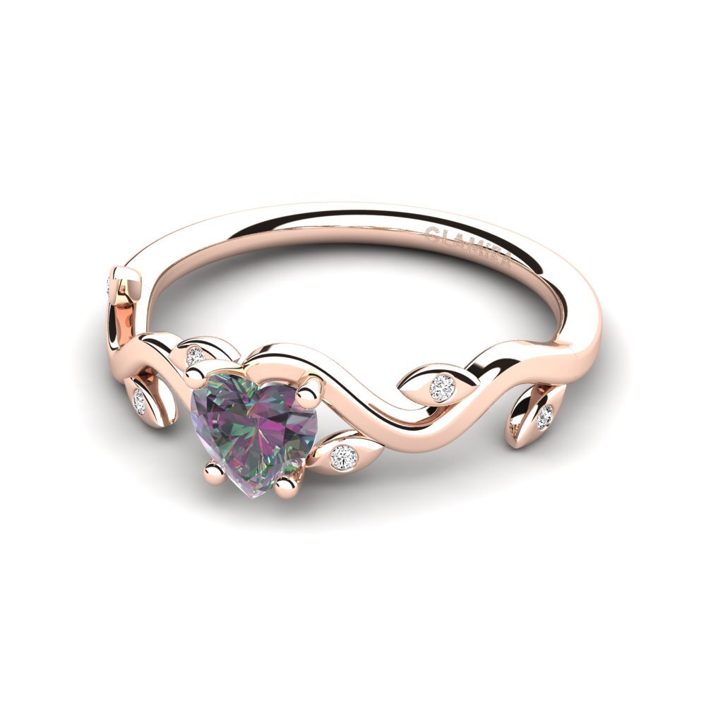 14k Oro Rosa Topacio Místico Anillo de compromiso Efrata