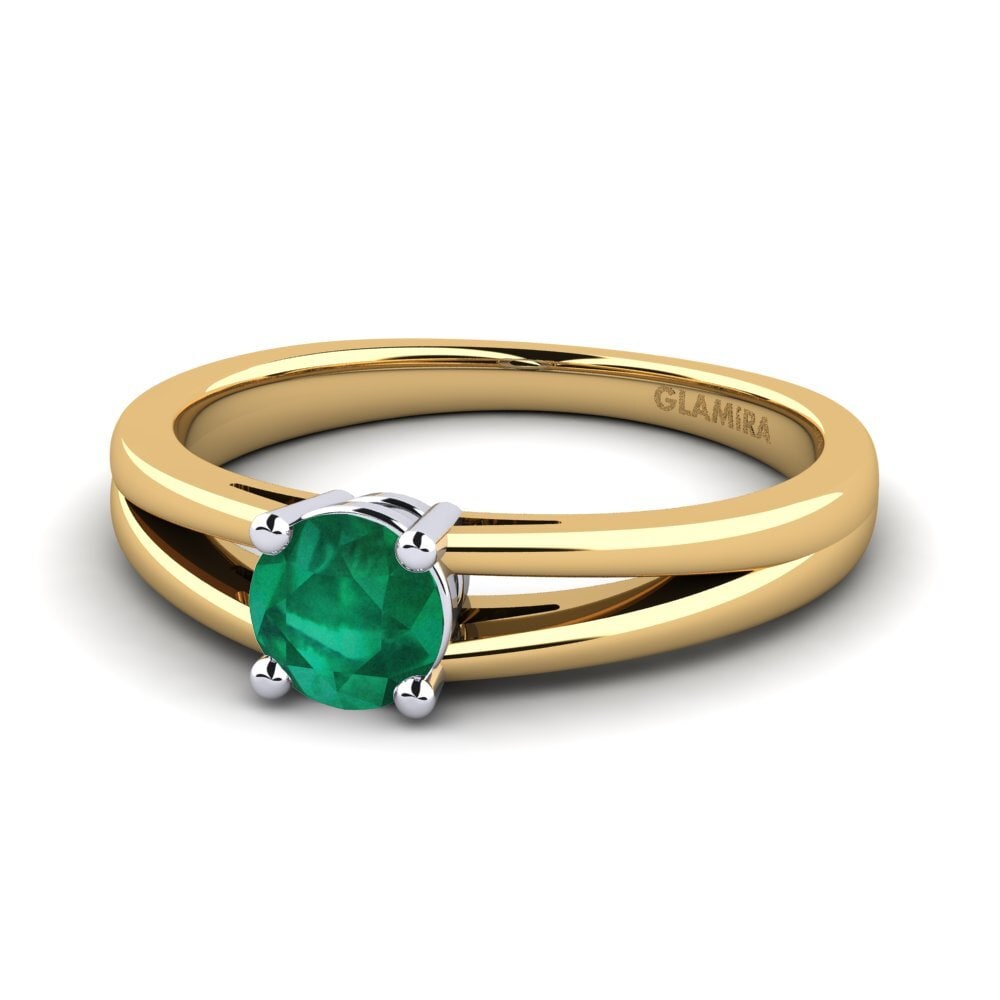 Vàng-Trắng 14K Đá Emerald / Ngọc lục Bảo Nhẫn đính hôn Ellie 0.5crt