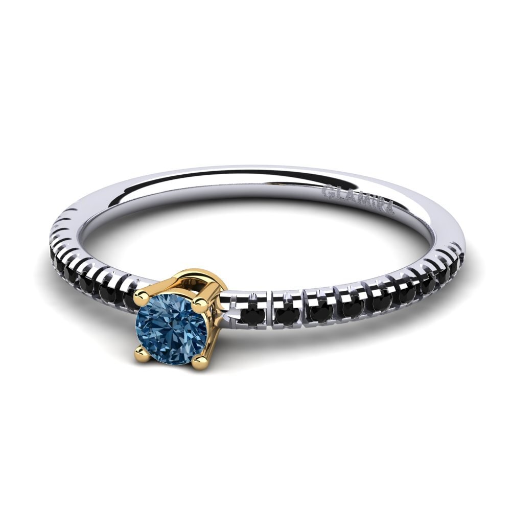 18k Oro Blanco & Amarillo Anillo de compromiso Empire