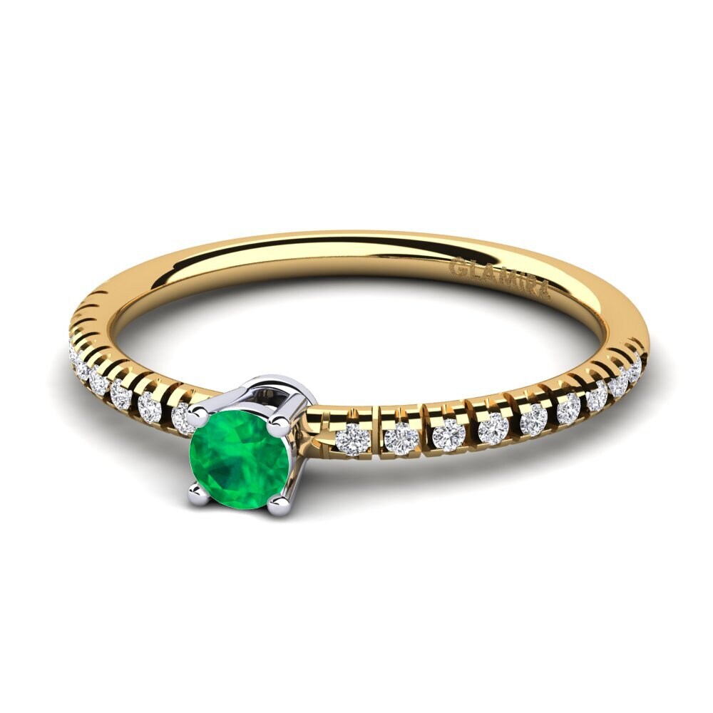 Vàng-Trắng 14K Đá Emerald / Ngọc lục Bảo Nhẫn đính hôn Empire