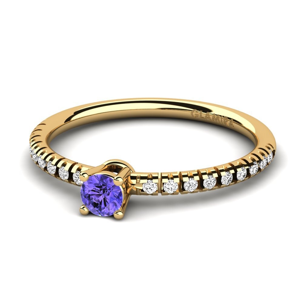 18k Oro Amarillo Tanzanita Anillo de compromiso Empire