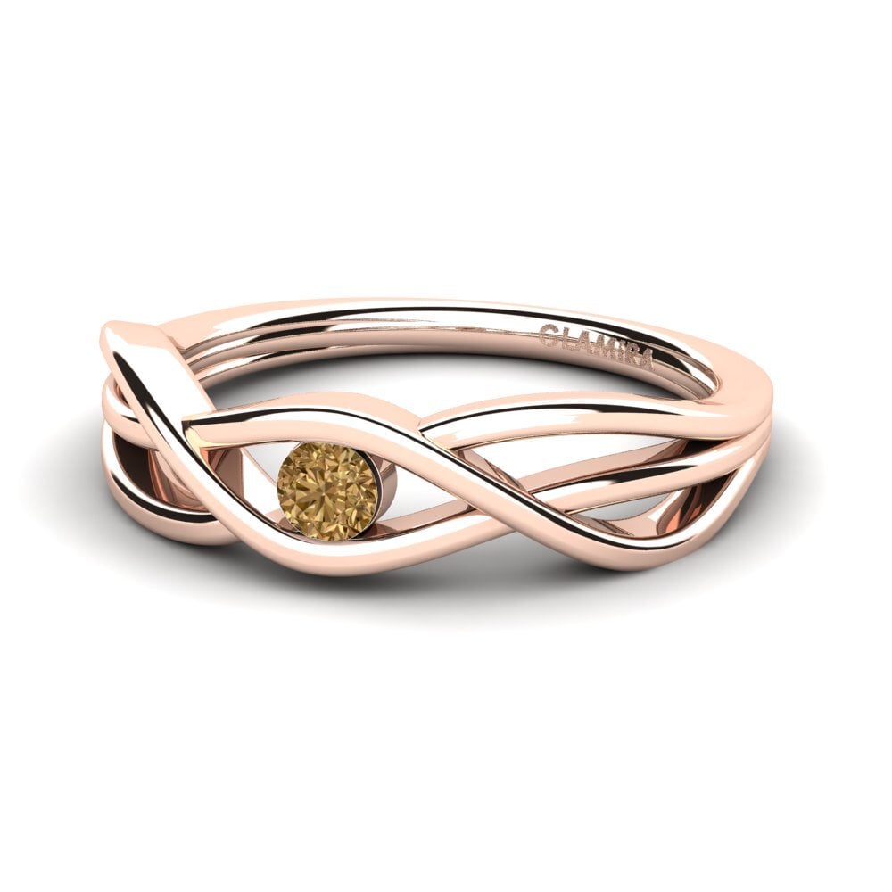 14k Oro Rosa Diamante café Anillo de compromiso Enero