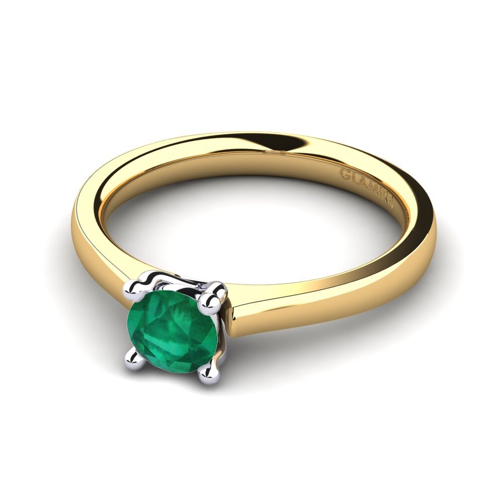 Vàng-Trắng 14K Đá Emerald / Ngọc lục Bảo Nhẫn đính hôn Ersilia 0.5 crt