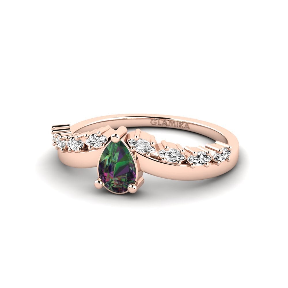 14k Oro Rosa Topacio Místico Anillo de compromiso Eschati
