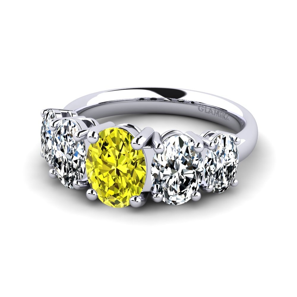 Diamante Amarelo Anel de Noivado Esmarie