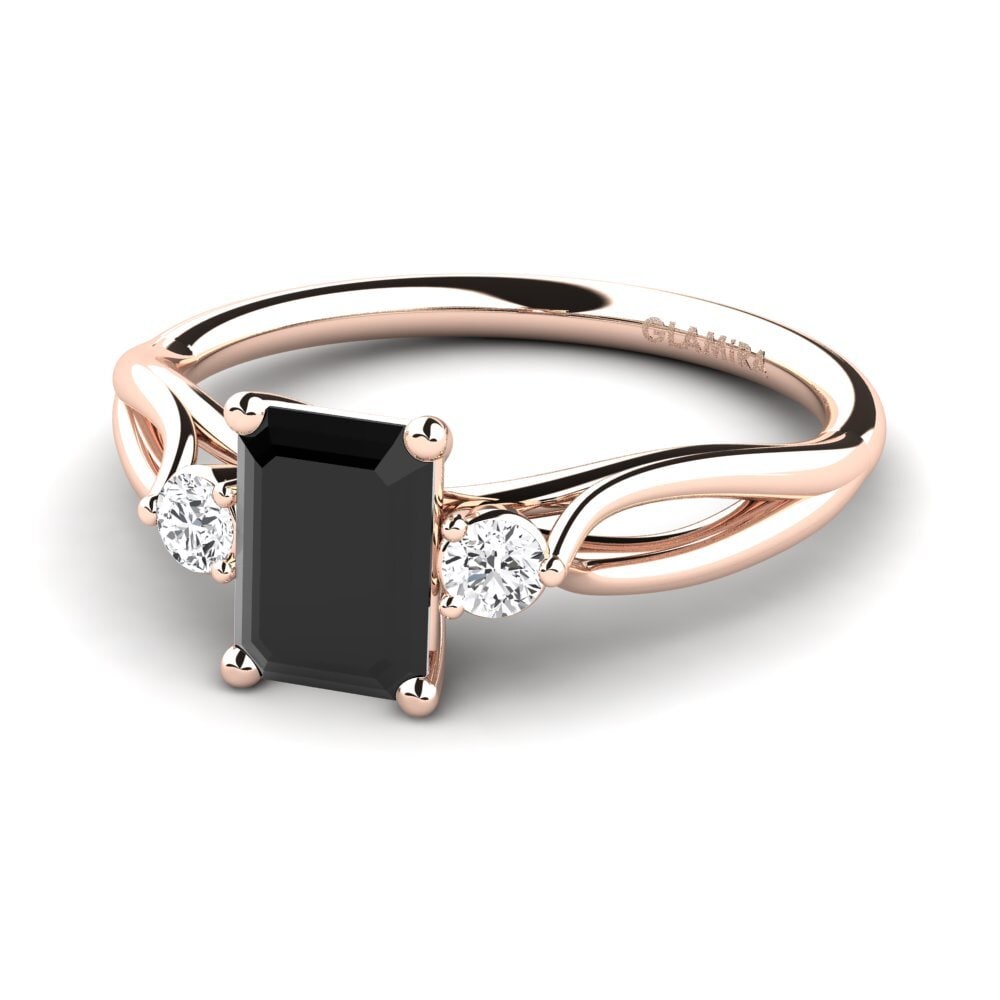9k Rose Gold Black Onyx Engagement Ring Gaynelle