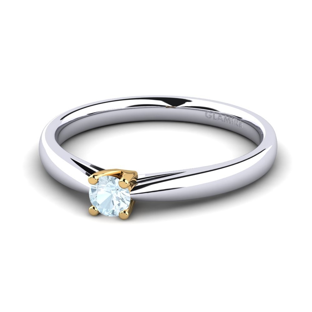 14ct White & Yellow Gold Aquamarine Women's Ring Grace 0.16 crt