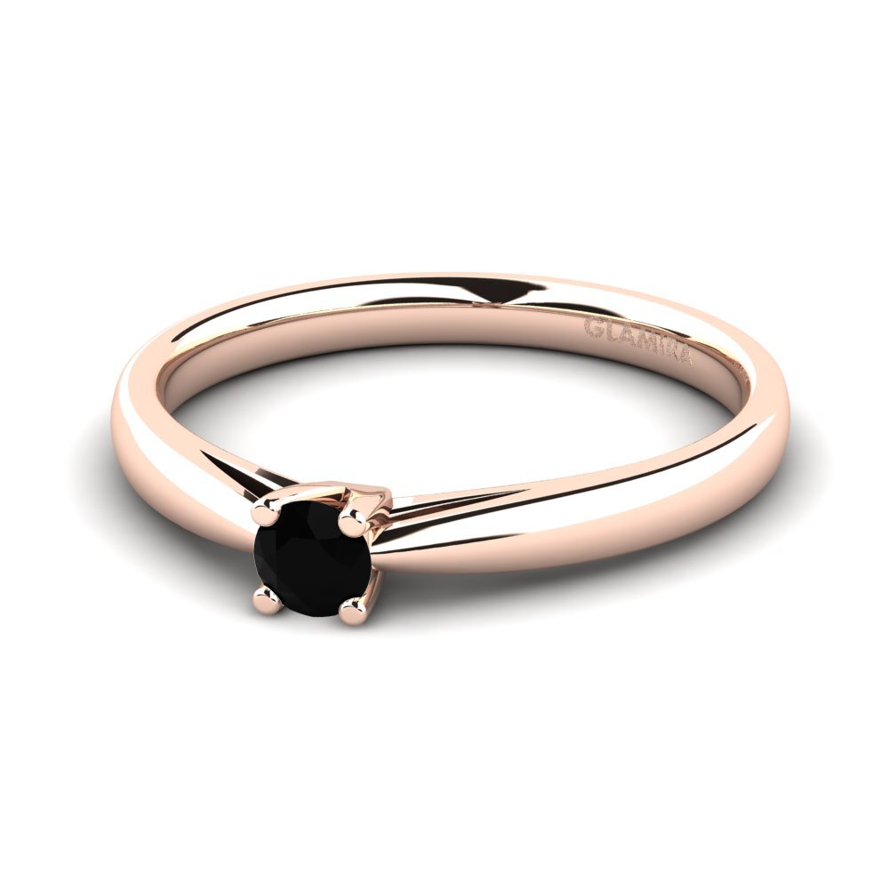 14ct Rose Gold Black Onyx Women's Ring Grace 0.16 crt
