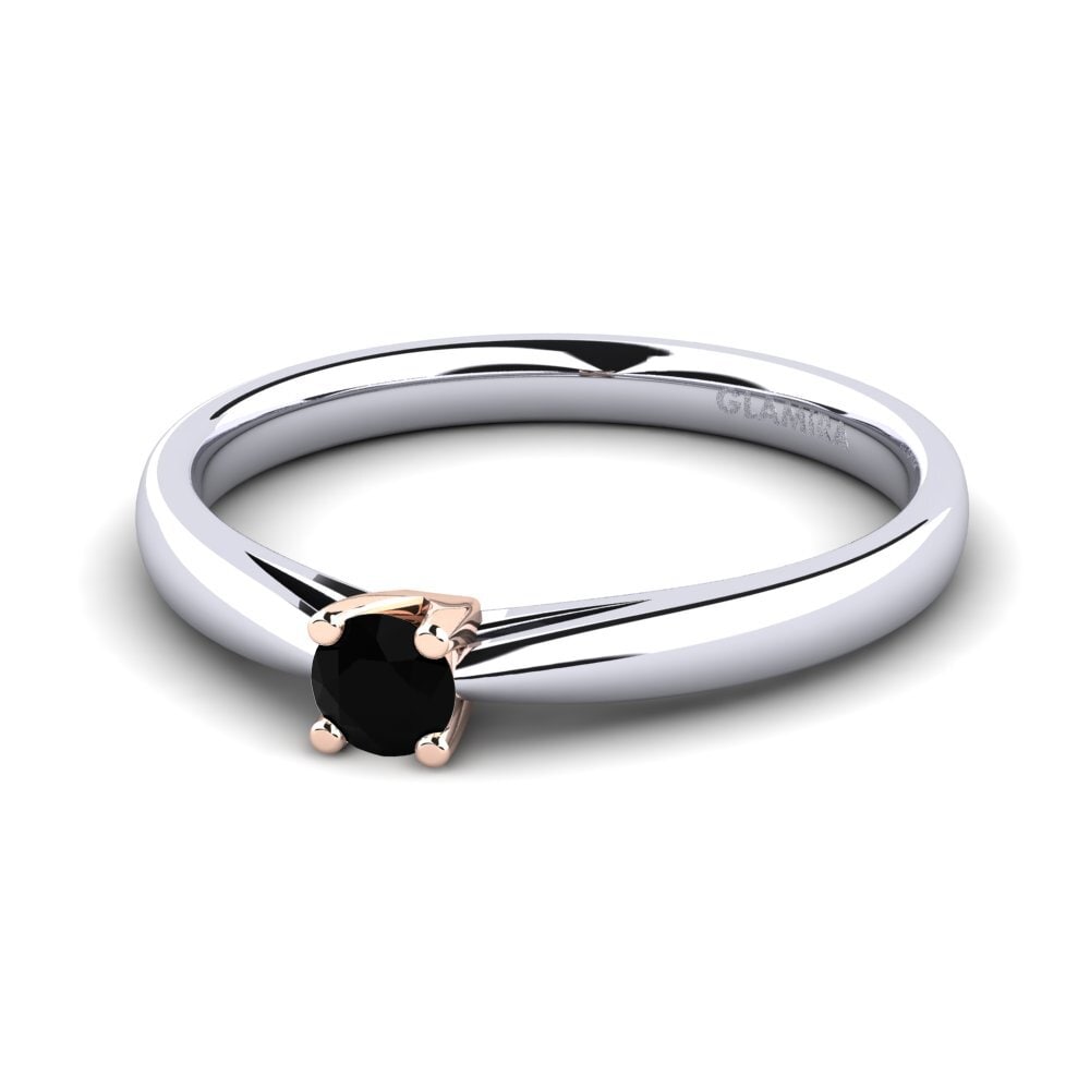 14ct White & Rose Gold Black Sapphire Women's Ring Grace 0.16 crt