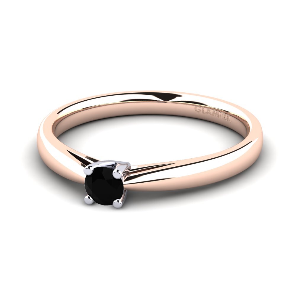 9ct Rose & White Gold Black Diamond Women's Ring Grace 0.16 crt