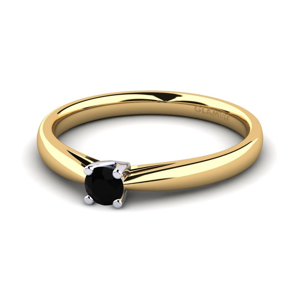 18ct Yellow & White Gold Black Diamond Women's Ring Grace 0.16 crt