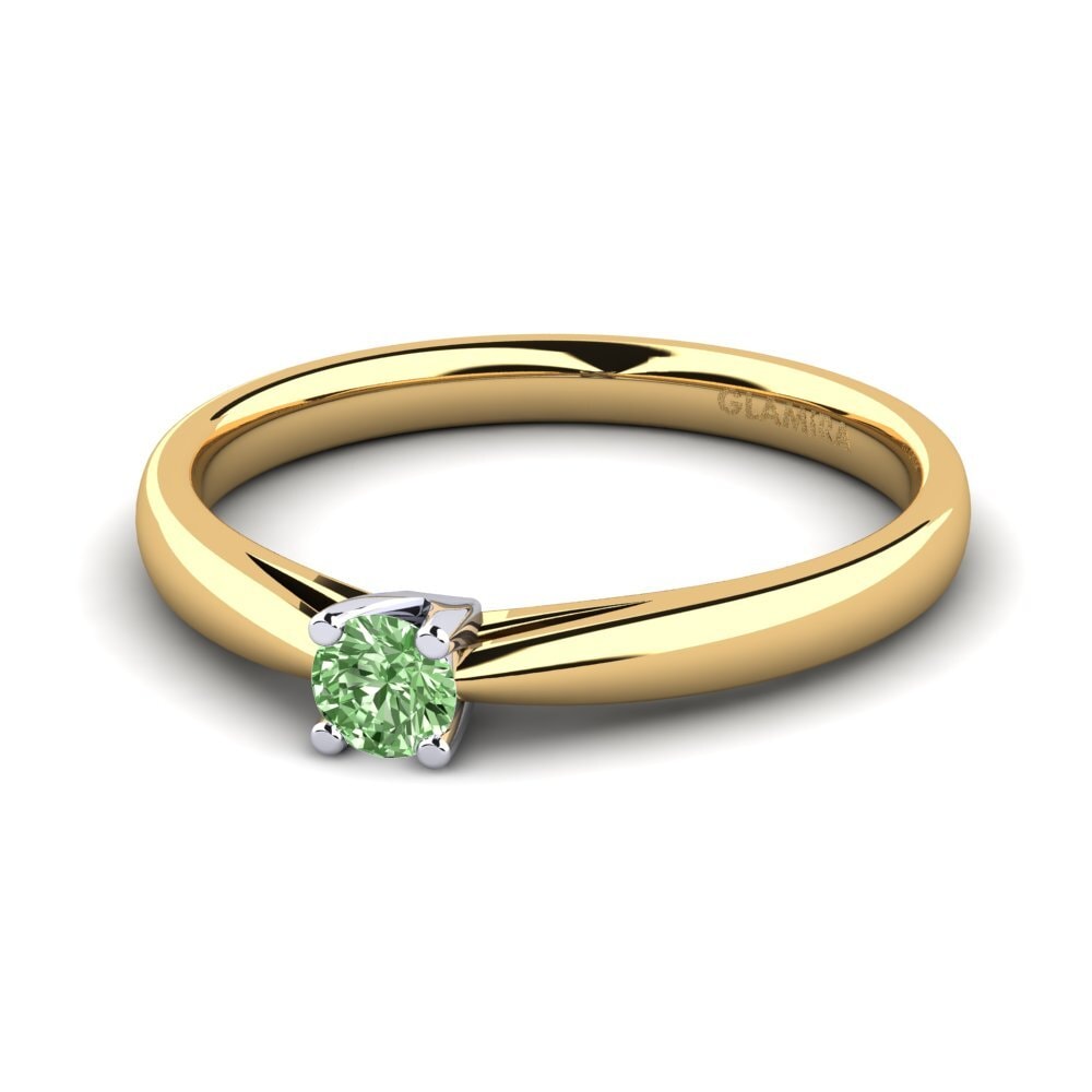 18ct Yellow & White Gold Green Diamond Women's Ring Grace 0.16 crt