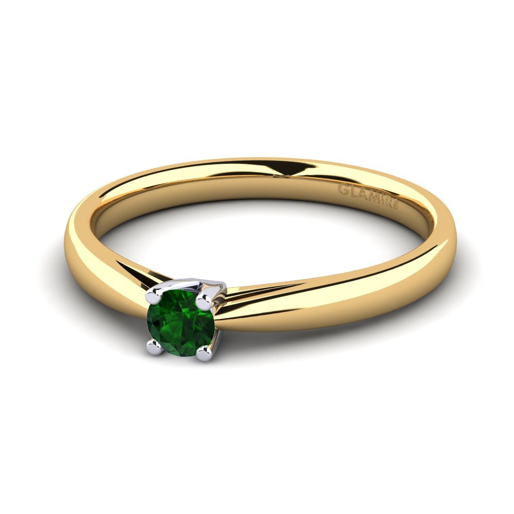 14ct Yellow & White Gold Green Tourmaline Women's Ring Grace 0.16 crt
