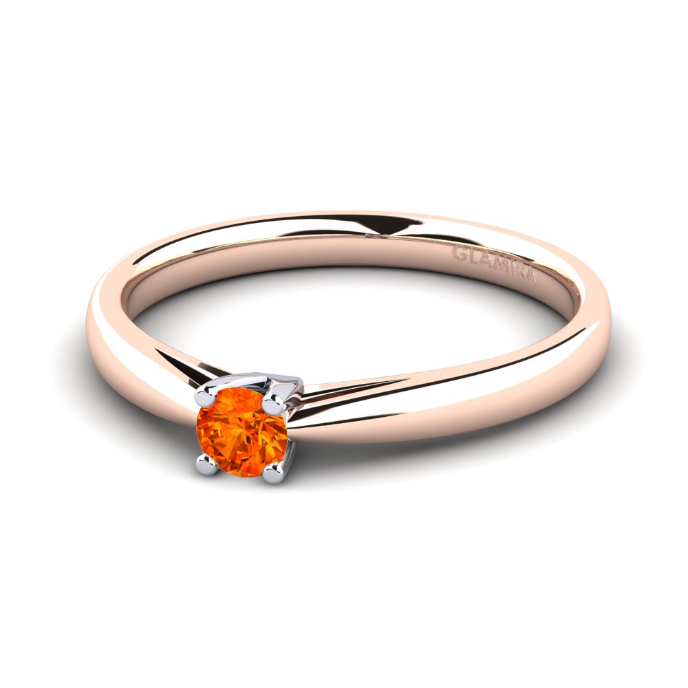18ct Rose & White Gold Orange Sapphire Women's Ring Grace 0.16 crt