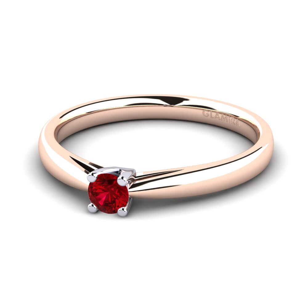 9ct Rose & White Gold Red Zirconia Women's Ring Grace 0.16 crt