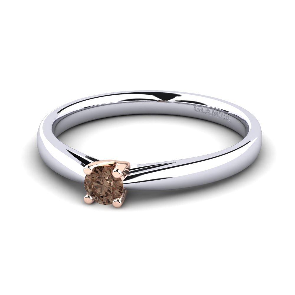 9ct White & Rose Gold Smoky Quartz Women's Ring Grace 0.16 crt